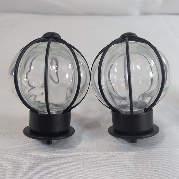 IKEA Blast 4 Set 402.172.48 Round Rod Finials Glass Globe Black Curtain Steel - Picture 6 of 16